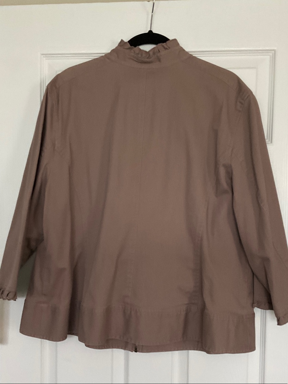 Ruby Rd. Mauve Brown Embellished Ruffle Front Utility Jacket - Picture 3 of 3